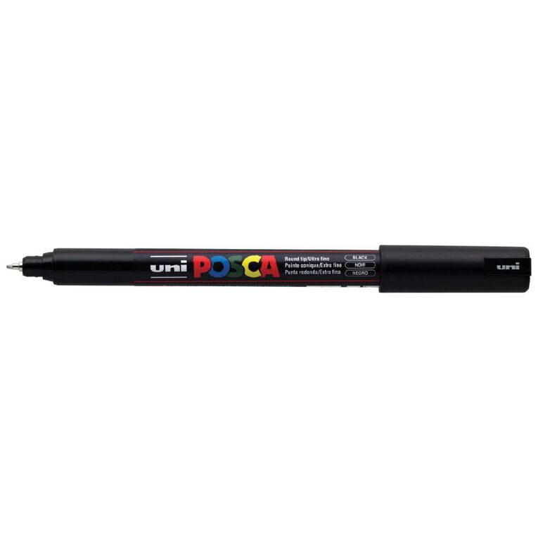 Uni Posca Marker 0.7mm Ultra-Fine Pin Tip Black, , hi-res