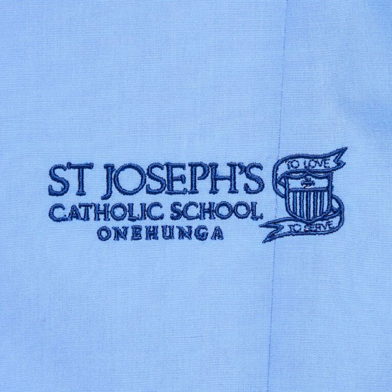 Schooltex St Joseph's Onehunga Short Sleeve Blouse with Embroidery, Blue Mid, hi-res