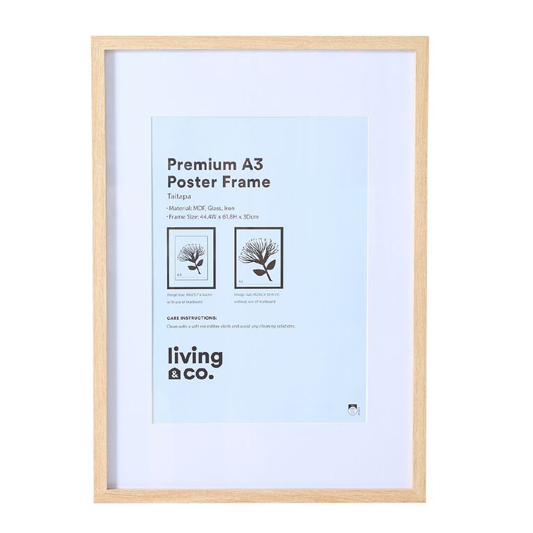 Living & Co Premium Poster Frame Natural A2/A3, , hi-res