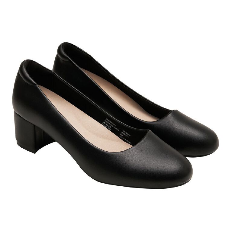 H&H Women's Sally Block Heel Court, Black, hi-res