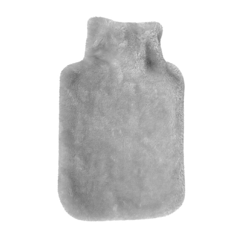 Living & Co Faux Fur Hot Water Bottle Grey, , hi-res