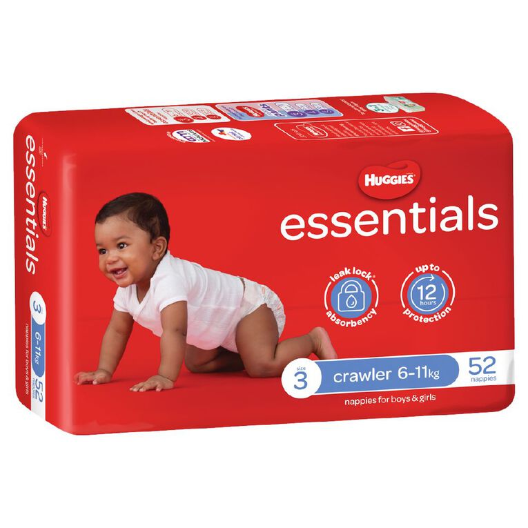 Huggies Essential Nappy Size 3 6-11kg 52 Pack, , hi-res