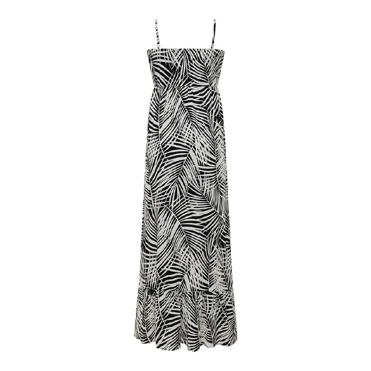 H&H Women's Strappy Tiered Dress Maxi, Black/White, hi-res