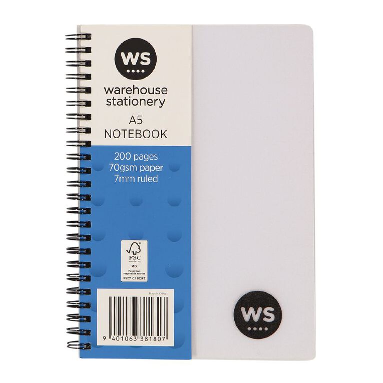 WS Notebook PP Wiro 200 Pages Soft Cover White A5 A5, , hi-res