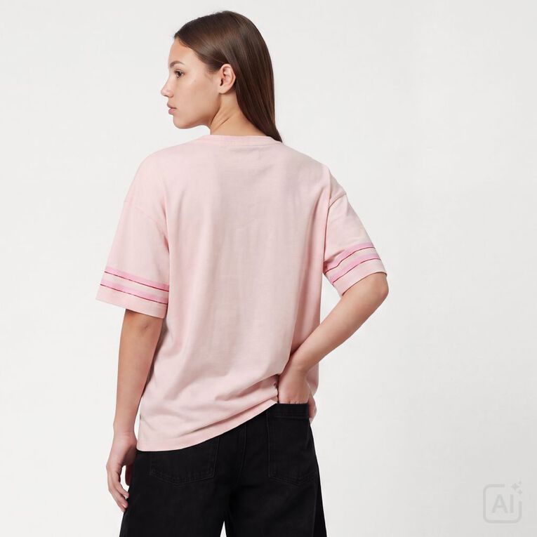 Garage Women's Short Sleeve Flame Printed Cotton Tee, Pink, hi-res