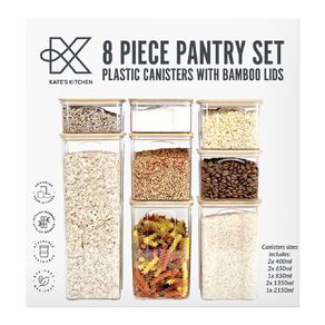 Kate's Kitchen Bamboo Pantry Storage 8 Piece Set