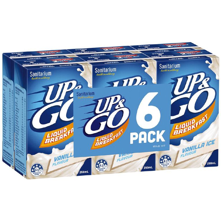 Up & Go Vanilla Ice 250ml 6 Pack, , hi-res