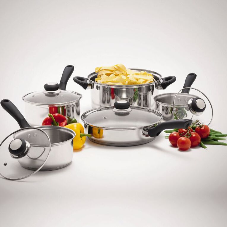 Living & Co Stainless Steel Cookware Set Stainless Steel 5 Pack, , hi-res