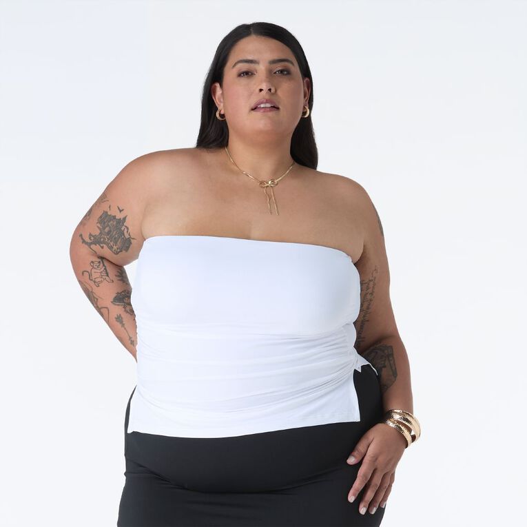 Garage Women's Contour Ruched Bandeau, White, hi-res