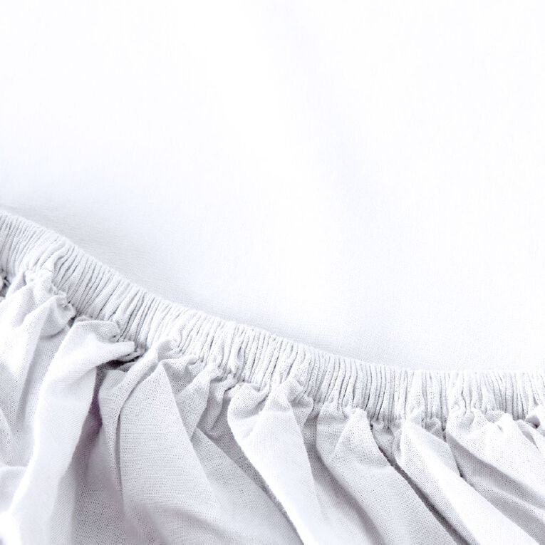 Living & Co 100% Washed Cotton Fitted Sheet White Queen, White, hi-res