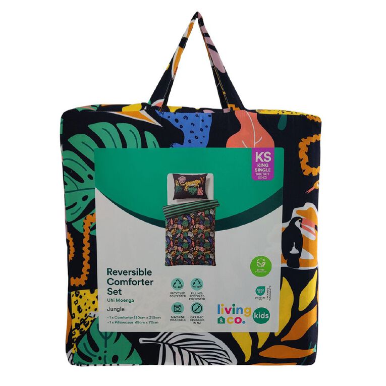 Living & Co Kids Reversible Printed Comforter Set Jungle King Single, , hi-res