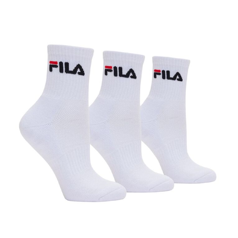 Fila Men's Quarter Crew Socks 3 Pack, White, hi-res