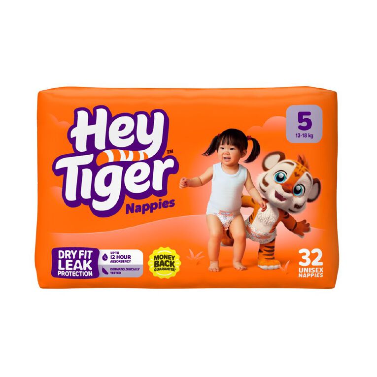 Hey Tiger Nappies Size 5 32 Piece, , hi-res