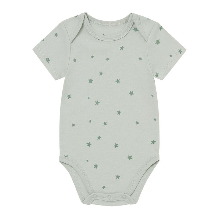 Young Original Baby Short Sleeve Printed Bodysuit 3 Pack, Green Light, hi-res