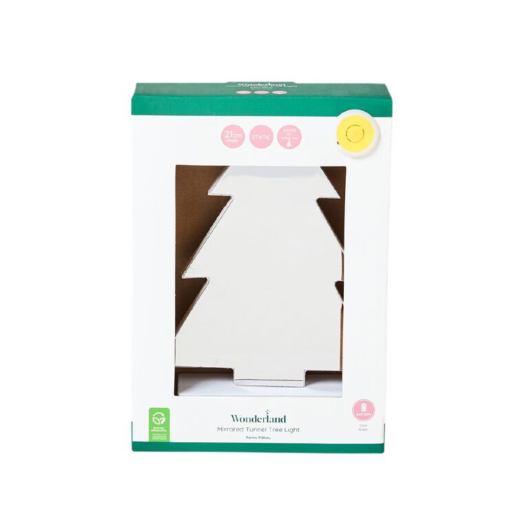 Wonderland Novelty Mirrored Tunnel Light Tree Design Green 35 LED 21cm, , hi-res