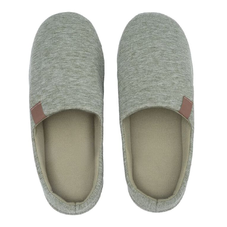 H&H Men's Jersey Scuff Slippers, Green, hi-res