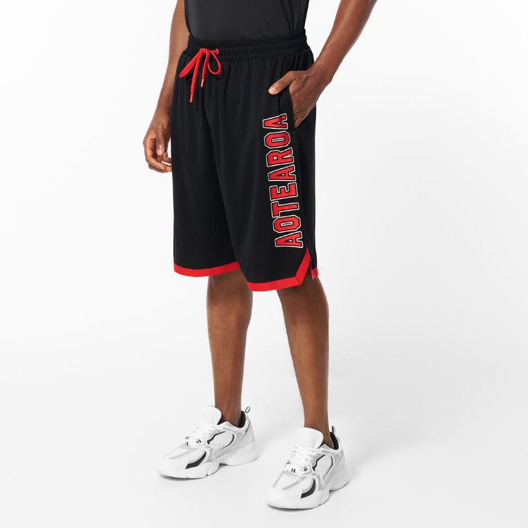Active Intent Supporter Basketball Shorts, Black RED, hi-res