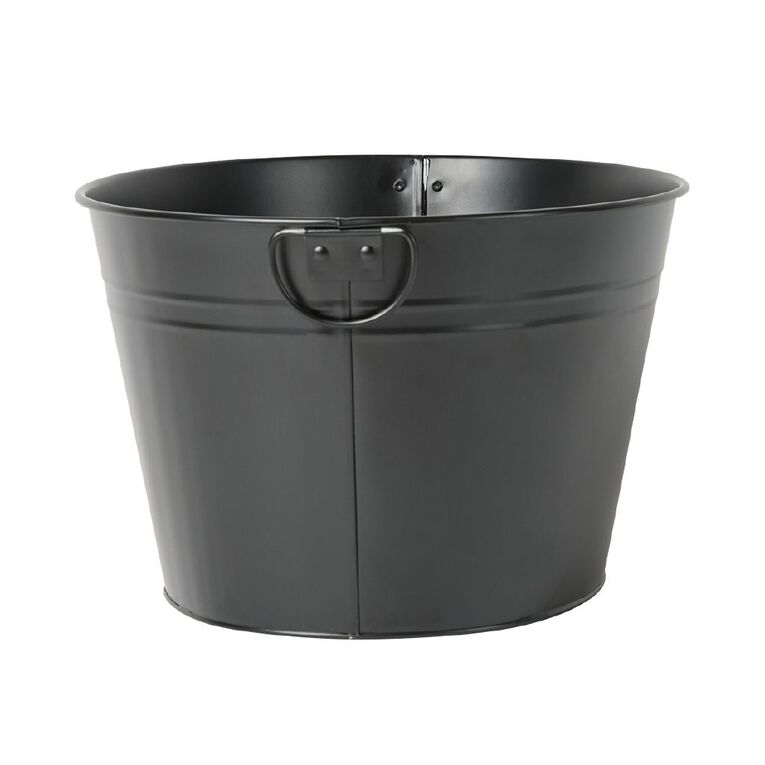 Living & Co Modern Oval Powder Coasted Steel Drinks Tub Black 24L, , hi-res