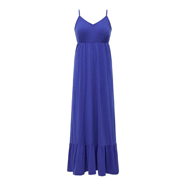H&H Women's Strappy Tiered Dress Maxi, Blue Mid, hi-res