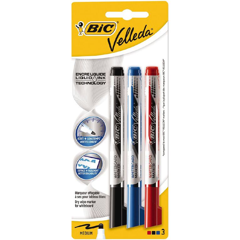 Bic Whiteboard Marker Liquid Ink Assorted 3 Pack, , hi-res