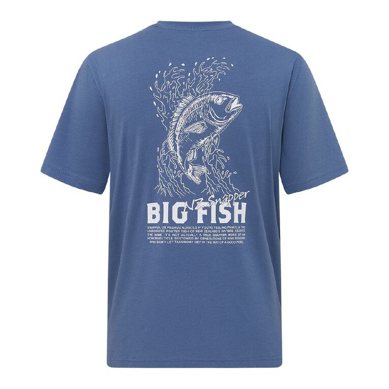 H&H Men's Regular Fit Printed Tee, Blue Mid, hi-res