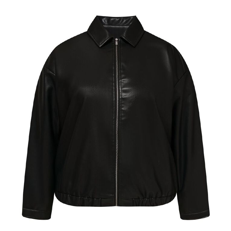 H&H Curve Women's PU Bomber, Black, hi-res