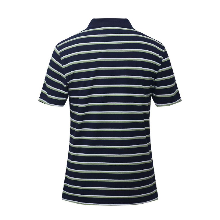 H&H Men's Short Sleeve Striped Polo Tee Navy The Warehouse
