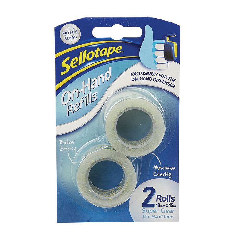Sellotape On Hand Refill Tape Clear 18mm x 15m 2 Pack, , hi-res