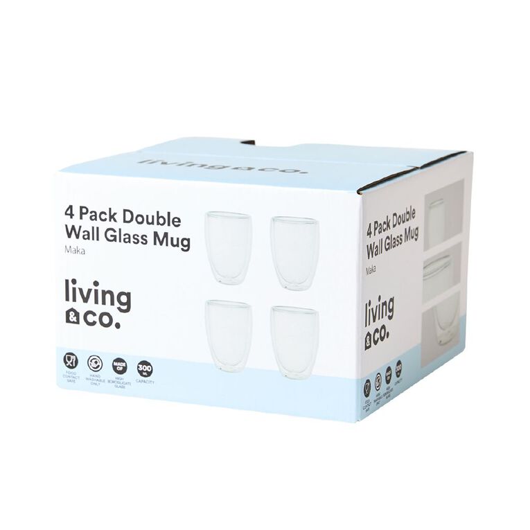 Living & Co Double Wall Glass Mug Clear, , hi-res