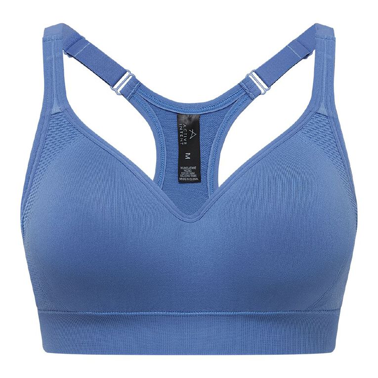Active Intent Women's Racer Back Sports Bra, Blue Mid, hi-res