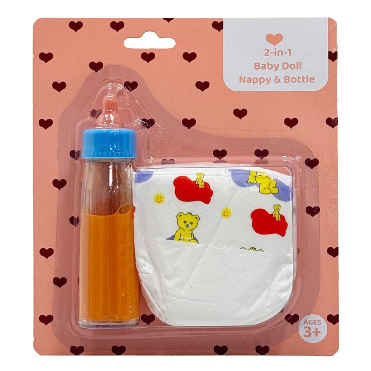 Baby Doll Nappy & Bottle, , hi-res