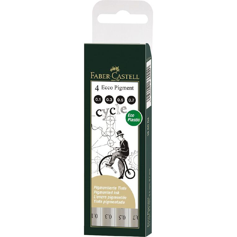 Faber-Castell Ecco Pigment Fibre Tip Pen Wlt (0.1/0.3/0.5/0.7mm) Black, , hi-res
