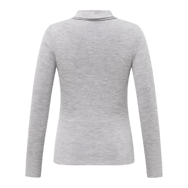 H&H Women's Merino Blend Roll Neck Top, Grey Light, hi-res
