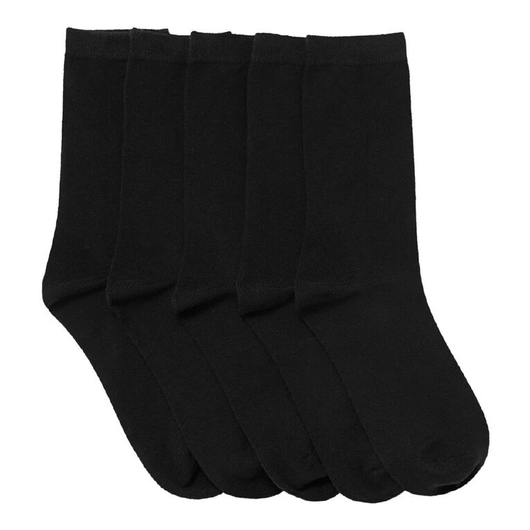 H&H Kids' Plain Crew Socks 5 Pack, Navy, hi-res