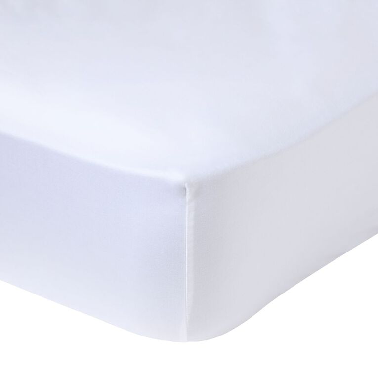 Living & Co Fitted Sheet 250TC White King, White, hi-res