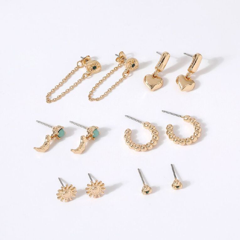 H&H Moon Gold Earrings, , hi-res