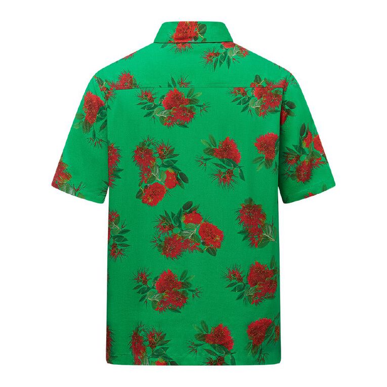 H&H Men's Short Sleeve Festive Shirt, Green Mid, hi-res