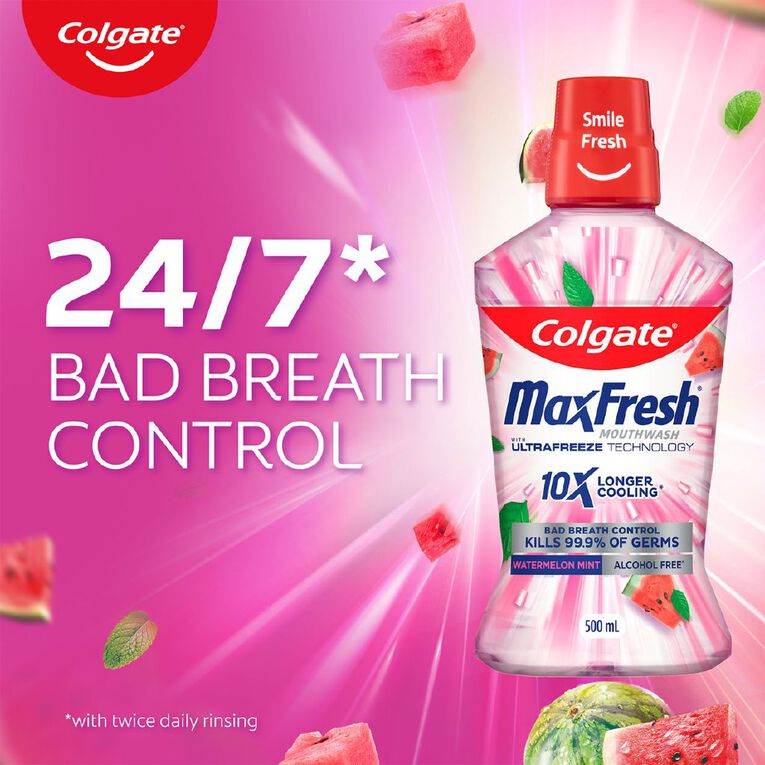 Colgate Max Fresh Watermelon Mint Mouthwash 500ml, , hi-res