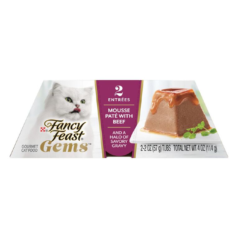 Fancy Feast Gems Beef Mousse Wet Cat Food 2 x 57g, , hi-res