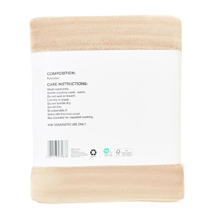 Living & Co Ultra Soft Textured Blanket Natural Queen, Natural, hi-res