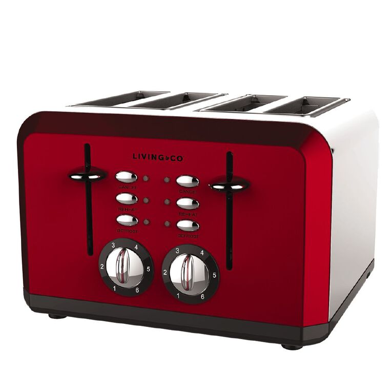 Living & Co 4 Slice Toaster Red The Warehouse