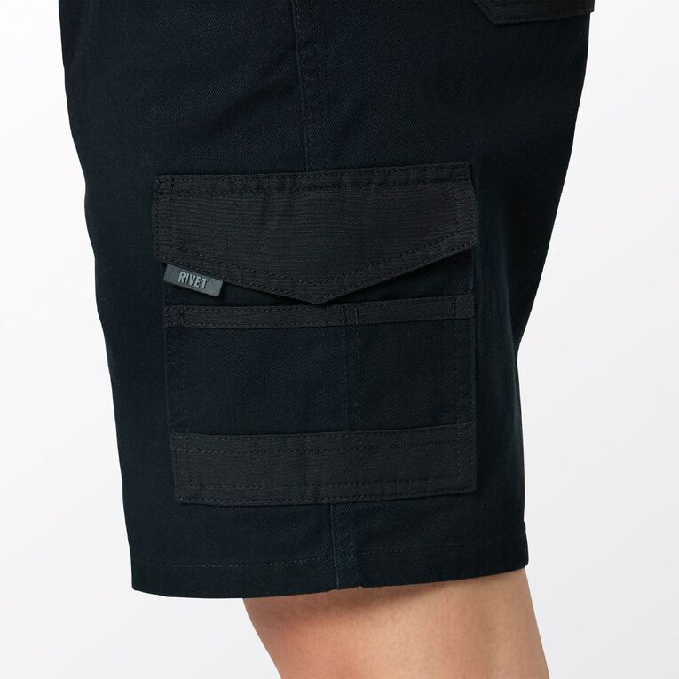 Rivet Women's Utility Shorts, Black, hi-res