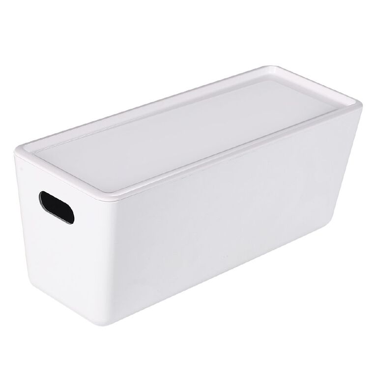 Living & Co Lisse Narrow Lidded Organiser White 5L, , hi-res