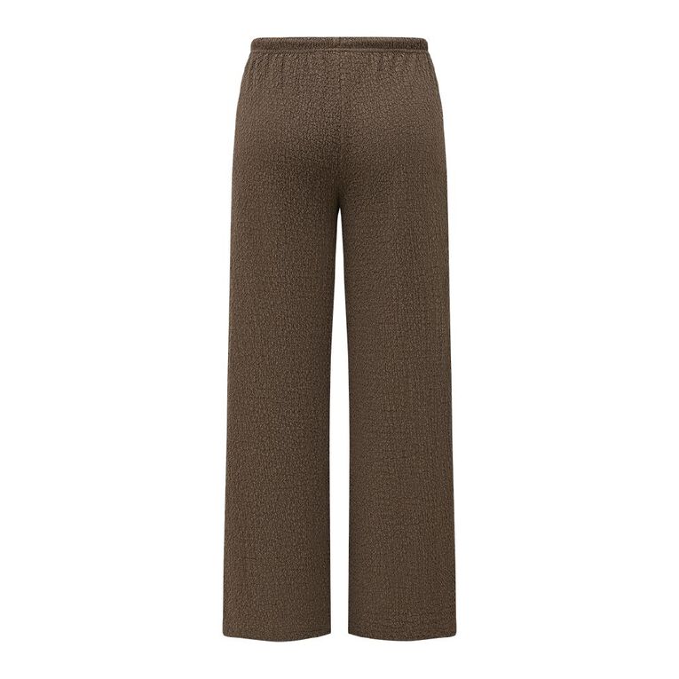 H&H Women's Crinkle Drawstring Wide Leg Pants, Brown Mid, hi-res