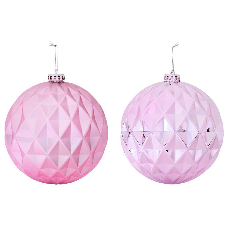 Wonderland Christmas Baubles 15cm Pink 3 Pack, , hi-res