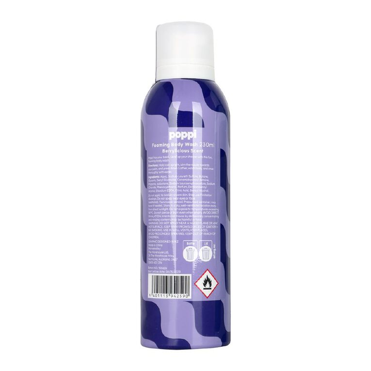 Poppi Foaming Body Wash Berrylicious 230ml, , hi-res