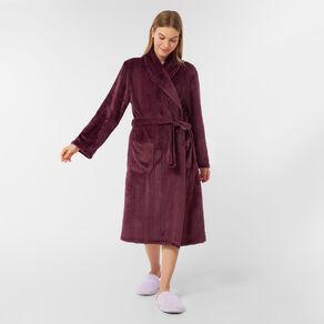 H&H Women's Coral Fleece Jacquard Robe