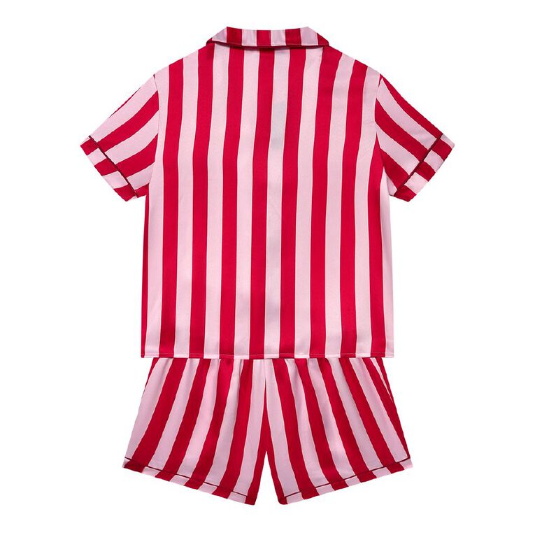 H&H Girls' Satin Short Sleeve Pyjama Set, Pink Light, hi-res