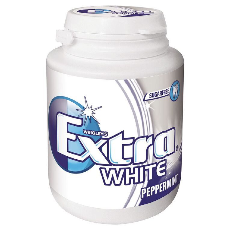 Extra White Peppermint Chewing Gum SF Bottle 46 Piece 64g, , hi-res