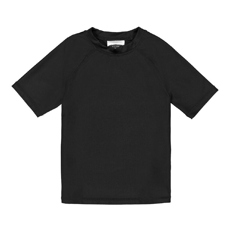 Young Original Short Sleeve Plain Rash Top, Black, hi-res